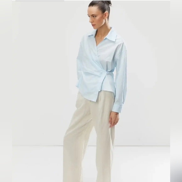 NWOT Oak +Fort wrap around shirt, S - Picture 2 of 2